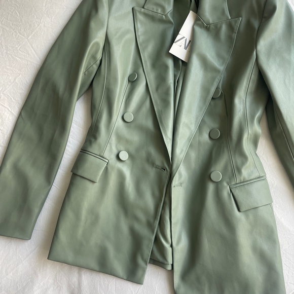 NWT Zara Leather Blazer - Picture 2 of 4